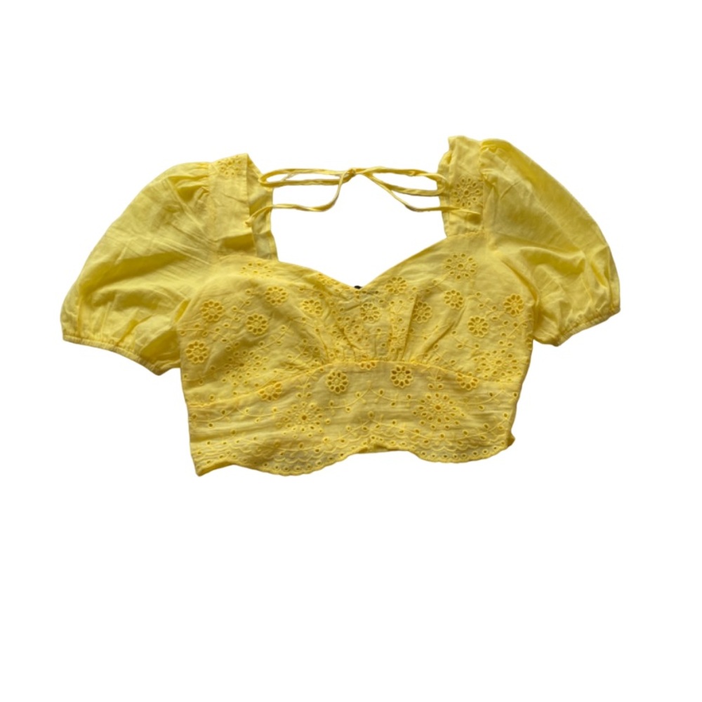 Yellow crop top with tie on the back